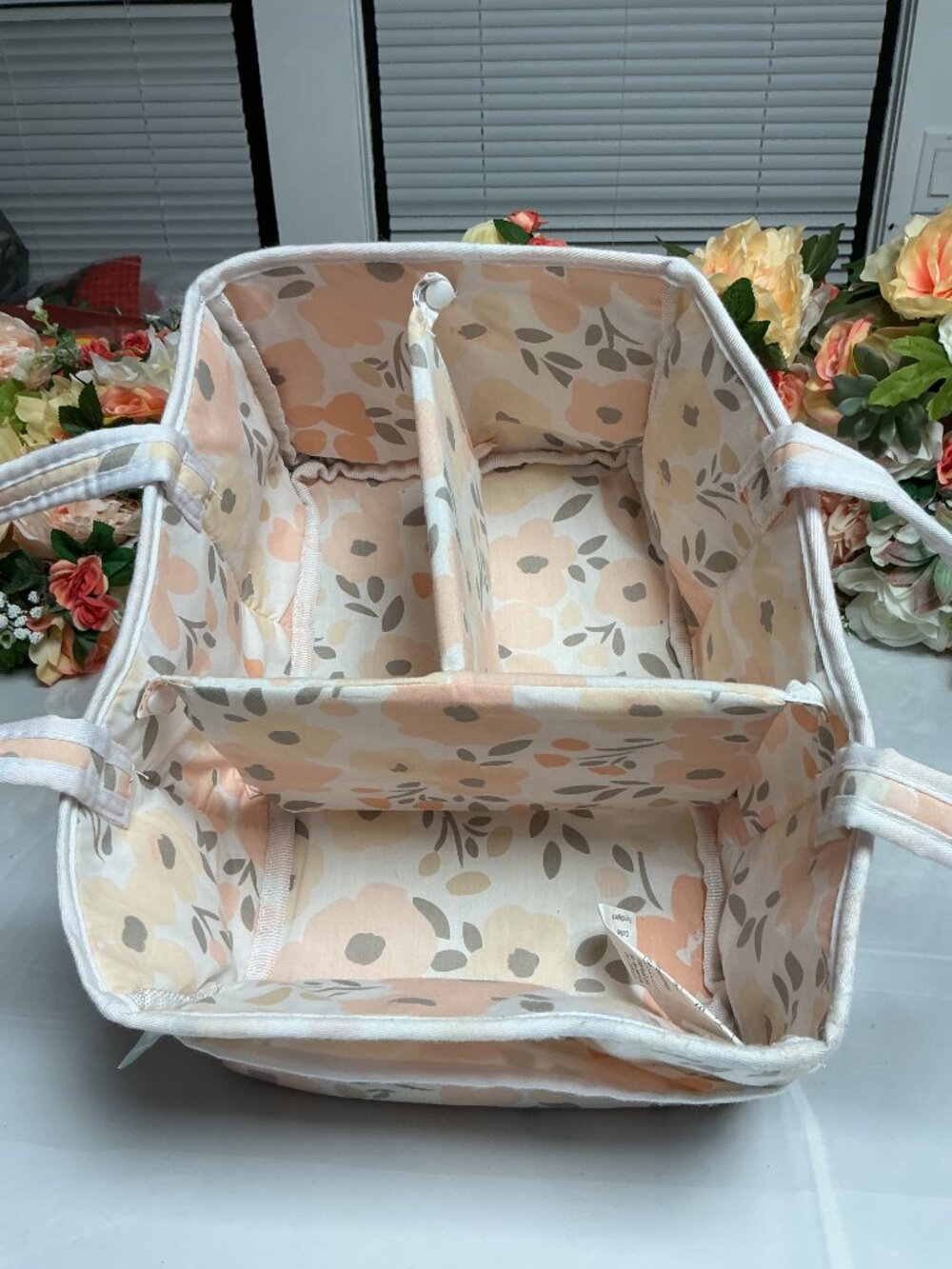 Trend Lab Floral Diaper Caddy Nursery Organizer Removable Dividers